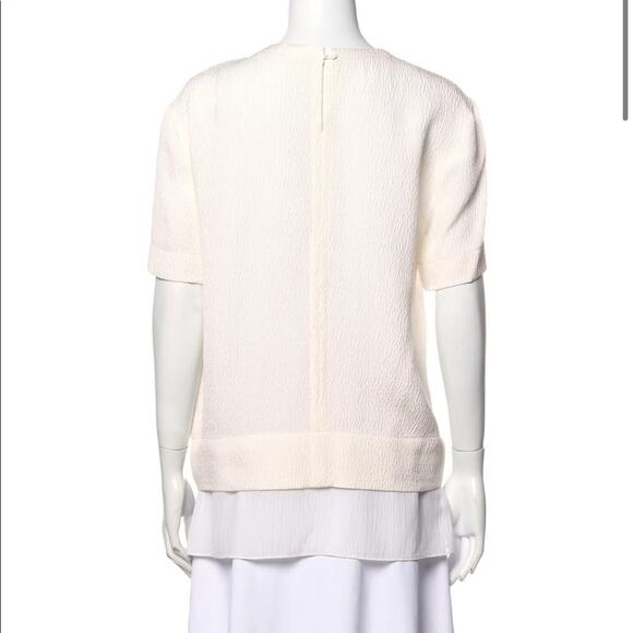 HELMUT LANG Silk White Short Sleeve Tee Shirt Blouse Textured Two Layer Top XS - Picture 13 of 13
